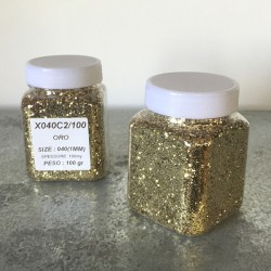 glitter oro grana medio/grande largh. 1,02mm sp. 0,1mm 100gr