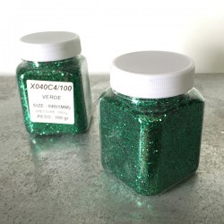 glitter verde grana medio/grande largh. 1,02mm sp. 0,1mm 100gr